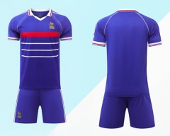 Blank version 1998 Retro version France Home Blue Soccer Uniform-9031