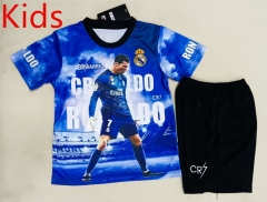 #7  Ronaldo 2025-26 Career version  Ronaldo Real Madrid Blue Kids/Youth Soccer Uniform-507