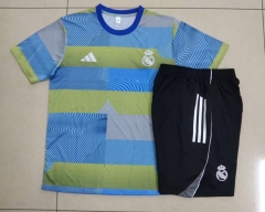 2025-26 Real Madrid Blue&Green Short-Sleeved Thailand Soccer Tracksuit-815