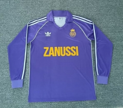 Retro Version 1984-85 Real Madrid Away Purple LS Thailand Soccer Jersey AAA-0141