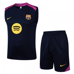 2025-26 Barcelona  Blue Short-sleeved Thailand vest Soccer Tracksuit-815