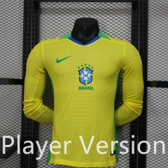 Player Version 2025-26 Brazil Home Yellow LS Thailand Soccer Jersey AAA-888