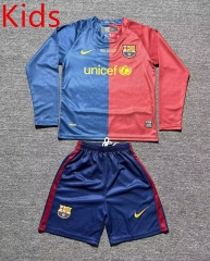 Retro Version 08-09 Barcelona Home Red&Blue Kids/Youth long Soccer Uniform-2674