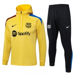 2024-25 Barcelona Yellow Thailand Soccer Tracksuit With Hat-815