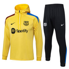 2024-25 Barcelona Yellow Thailand Soccer Tracksuit With Hat-815