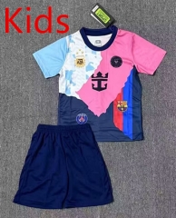 2025-26 Messi 3 star Special Edition Inter Miami CF Blue kids Soccer Uniform-7209