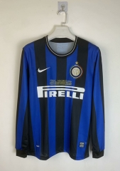 Retro Version 2010 Inter Milan Home Blue&Black LS Thailand Soccer Jersey AAA-7872