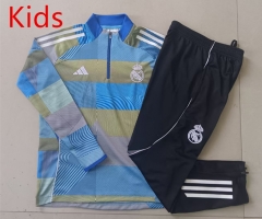 2025-26 Real Madrid  Blue&Green Kids/Youth Soccer Tracksuit-815