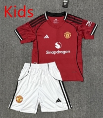 Correct version 2025-26  Manchester United Home Red Kids/Youth Soccer Uniform-4247