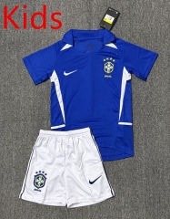 Retro 2004 Brazil SC Away Blue Kids/Youth Soccer Uniform-4247