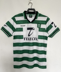 Retro Version 99-00 Sporting Clube de Portugal White&Green Thailand LS Soccer Jersey AAA-811