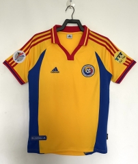 Retro Version 2000 Romania Home Yellow Thailand Soccer Jersey AAA-811
