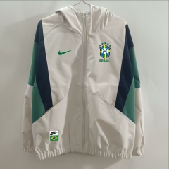 25-26 Brazil Beige Blue Thailand Soccer Trench Coat-1836