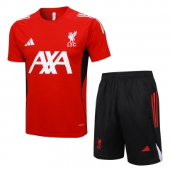 25-26 Liverpool With Chest Advertisement Red Thailand Short-sleeved Soccer Tracksuit-815