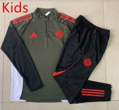 2025-26 Bayern München Dark Green Kids/Youth Soccer Tracksuit-815