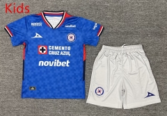 2025-26 Cruz Azul Home Blue Kid/Youth Soccer Uniform-3162