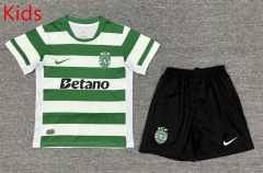2025-26 Sporting Clube de Portugal Home White Green and Green Kid/Youth Soccer Uniform-3162