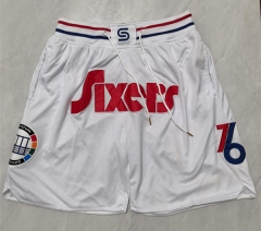 （s-3xl）city version NBA Philadelphia 76ers White Shorts(With pockets)-0593