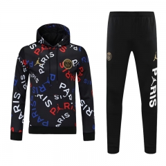 25-26 Paris SG Black Printed Thailand Soccer Tracksuit With Hat-418