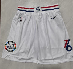（s-3xl）city version NBA Philadelphia 76ers White Shorts-0593