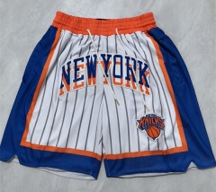 （s-3xl）NBA New York Knicks White& Blue Shorts(With pockets)-0593