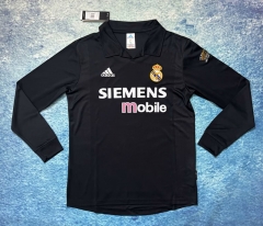 Retro Version 02-03 Real Madrid Away Black LS Thailand Soccer Jersey AAA-6590