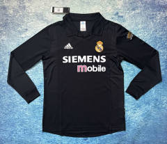 Retro Version 02-03 Real Madrid Away Black LS Thailand Soccer Jersey AAA-6590