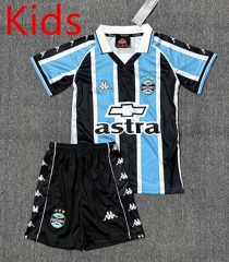 Retro version 01-02 Grêmio FBPA Home Blue&Black Kid/Youth Soccer Uniform-4247
