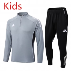 25-26 Adidas Light Gray Kids/Youth Soccer Tracksuit-411