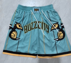 (s-3xl)city version NBA Charlotte Hornets Light Green Shorts（With pockets）-0593