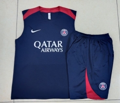 25-26 Paris SG Royal Blue Thailand Vest-Sleeve Soccer Tracksuit-815