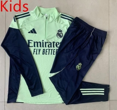 2025-26 Real Madrid Light Green Kids/Youth Soccer Tracksuit-815