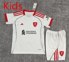 25-26 Liverpool Away White Kids/Youth Soccer Uniform-4370