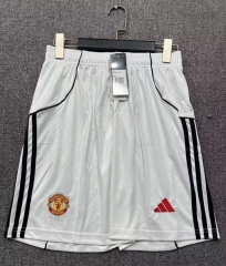 25-26 Manchester United Home White Thailand Soccer Shorts-2886