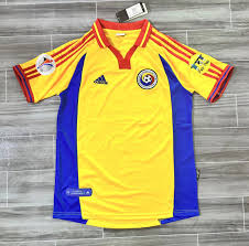Retro version 2000 Romania Home Yellow Thailand Soccer Jersey AAA