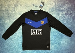Retro Version 09-10 Manchester United Away Black Thailand Soccer LS Jersey AAA-6590