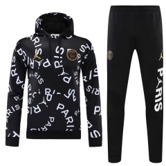 25-26 Paris SG Black Thailand Soccer Tracksuit With Hat-418