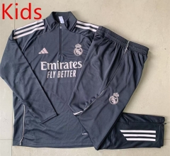 2025-26 Real Madrid  Dark Grey Kids/Youth Soccer Tracksuit-815