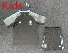 2025-26 Aston Villa Away Black Kids&Youth Soccer Uniform-GB