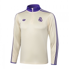 Retro Edition 2025-26 Real Madrid Apricot Thailand Soccer Tracksuit top-815