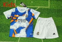 2025-2026 Real Madrid Blue&White Kids/Youth Soccer  Uniform-8679
