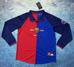 Retro Version 89-99 Barcelona Home Blue&Red LS Thailand Soccer Jersey AAA-9590