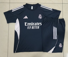 2025-26 Real Madrid Dark Grey Thailand Short-Sleeve Soccer Tracksuit-815