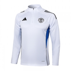 2025-26 Manchester United White Thailand Soccer Tracksuit top-815