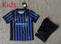 25-26 Correct Version Inter Milan Home Blue&Black Kids/Youth Soccer Uniform-6748