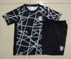 25-26 Chelsea Black Thailand Short-sleeve Soccer Tracksuit-815
