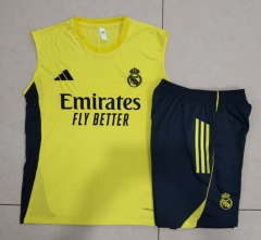 2025-26 Real Madrid Yellow Thailand Vest-Sleeve Soccer Tracksuit-815