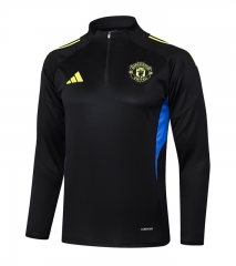 2025-26 Manchester United Black Thailand Soccer Tracksuit top-815