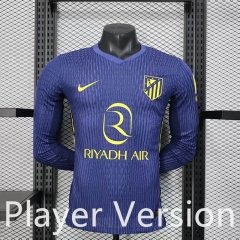 Player Version 2025-26 Atletico Madrid Away Blue LS Thailand Soccer Jersey AAA-5634