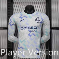Player Version 2025-26 Inter Milan  Away White&Blue  LS Thailand Soccer Jersey AAA-888